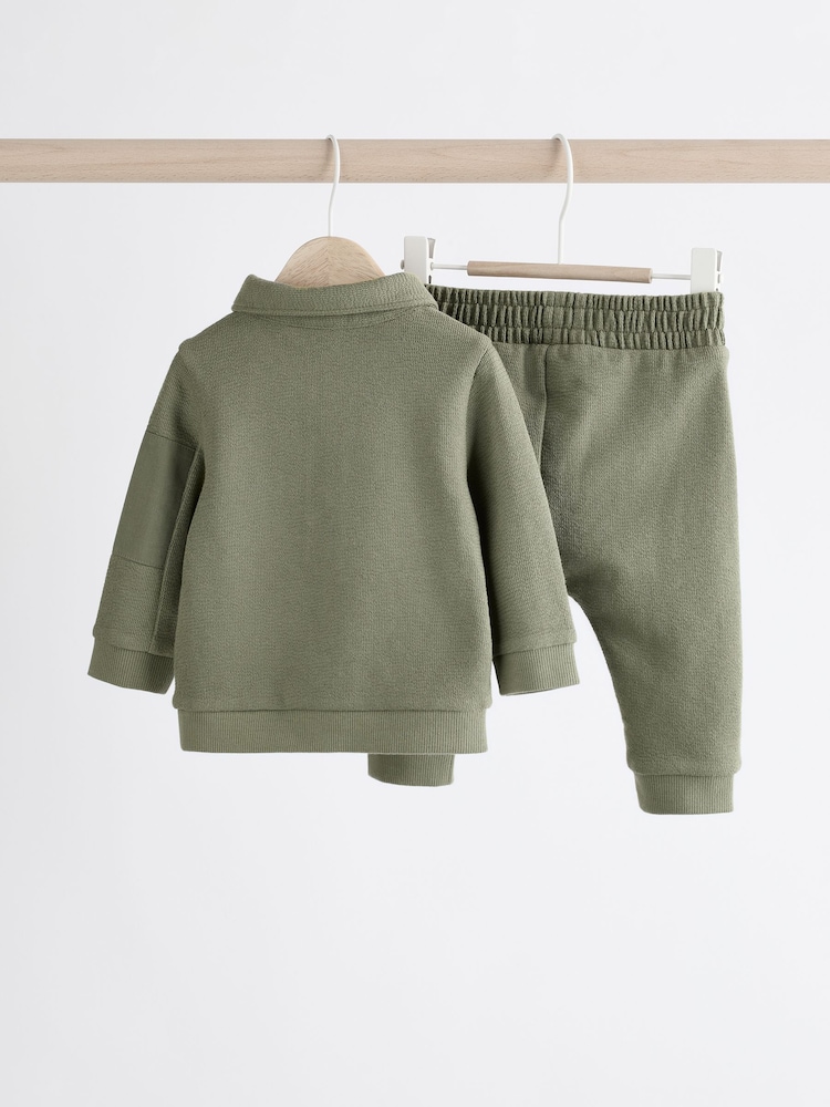 Khaki Green Baby Top And Joggers Set - Image 2 of 15