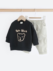 Black/White Bear Baby Sweatshirt and Joggers Set - Image 1 of 16