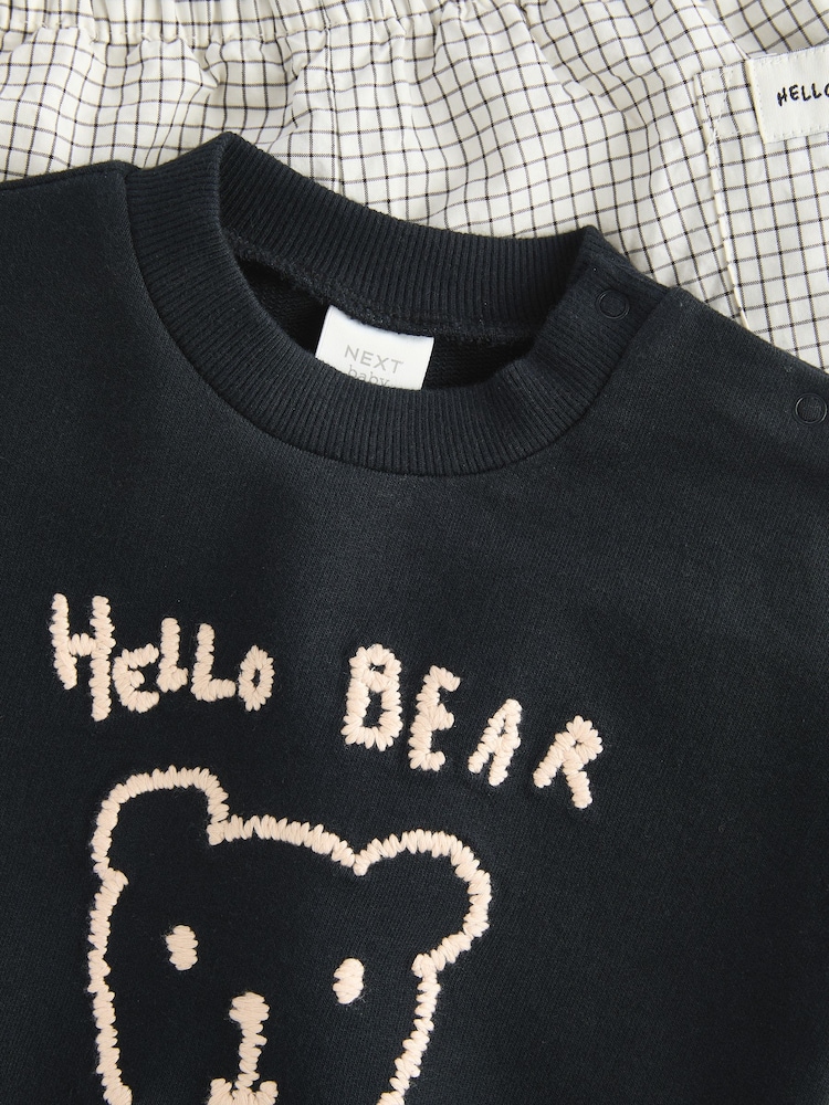 Black/White Bear Baby Sweatshirt and Joggers Set - Image 16 of 16