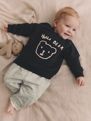 Black/White Bear Baby Sweatshirt and Joggers Set - Image 2 of 16