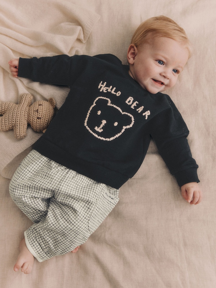 Black/White Bear Baby Sweatshirt and Joggers Set - Image 2 of 16