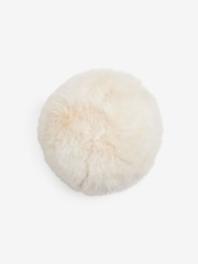 Ivory Cosy Faux Fur Ball Cushion - Image 4 of 5