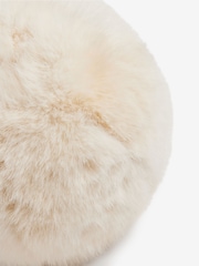 Ivory Cosy Faux Fur Ball Cushion - Image 5 of 5
