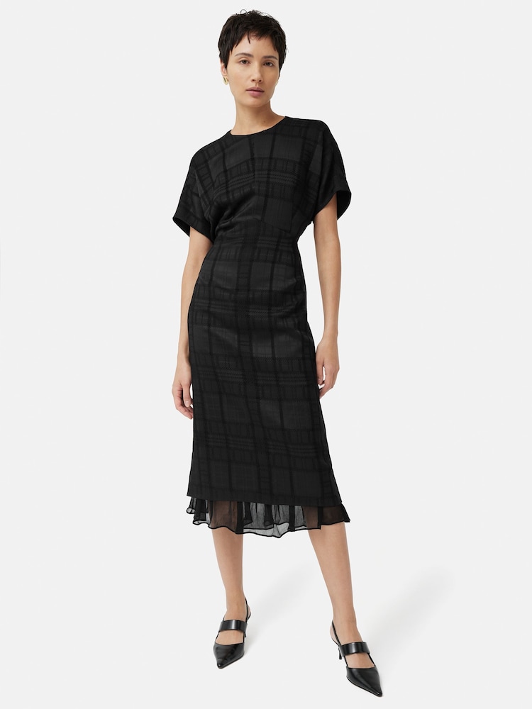 Jigsaw Textured Check Midi Dress - Image 1 of 7