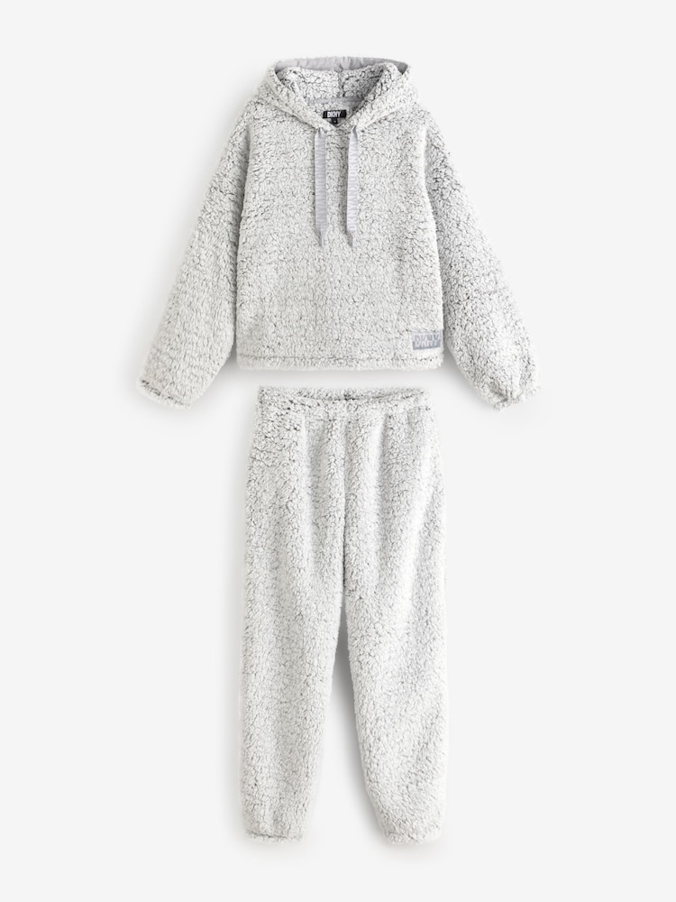 DKNY Sherpa Fleece Hoodie and Jogger Lounge Pyjamas Set - صورة 1 من 3