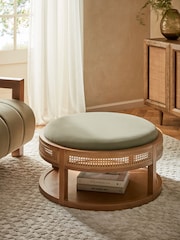 Bronx Frame Soft Velvet Sage Green Abel Wooden Rattan Coffee Table - Image 1 of 8