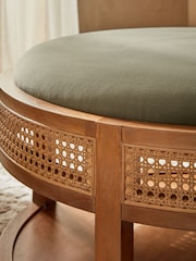 Bronx Frame Soft Velvet Sage Green Abel Wooden Rattan Coffee Table - Image 2 of 8