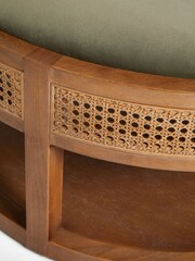 Bronx Frame Soft Velvet Sage Green Abel Wooden Rattan Coffee Table - Image 3 of 8