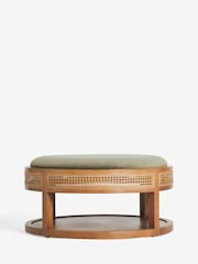 Bronx Frame Soft Velvet Sage Green Abel Wooden Rattan Coffee Table - Image 5 of 8