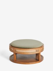 Bronx Frame Soft Velvet Sage Green Abel Wooden Rattan Coffee Table - Image 7 of 8