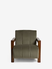 Soft Velvet Sage Green Bronx Frame Emmett Ribbed Wooden Accent Chair - Image 6 of 10