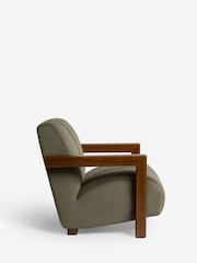 Soft Velvet Sage Green Bronx Frame Emmett Ribbed Wooden Accent Chair - Image 7 of 10