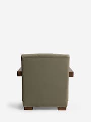 Soft Velvet Sage Green Bronx Frame Emmett Ribbed Wooden Accent Chair - Image 8 of 10