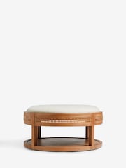 Bronx Frame Contemporary Tweed Linen Natural Abel Wooden Rattan Coffee Table - Image 6 of 9