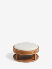 Bronx Frame Contemporary Tweed Linen Natural Abel Wooden Rattan Coffee Table - Image 7 of 9
