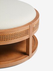 Bronx Frame Contemporary Tweed Linen Natural Abel Wooden Rattan Coffee Table - Image 9 of 9