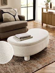 Casual Boucle Oyster Bloor Upholstered Storage Coffee Table - Image 1 of 9