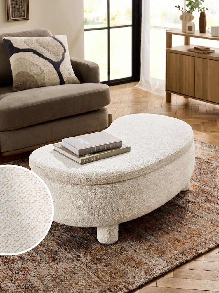 Casual Boucle Oyster Bloor Upholstered Storage Coffee Table - Image 1 of 9