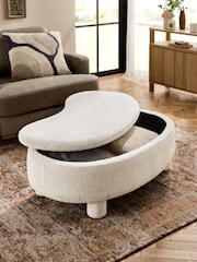 Casual Boucle Oyster Bloor Upholstered Storage Coffee Table - Image 2 of 9