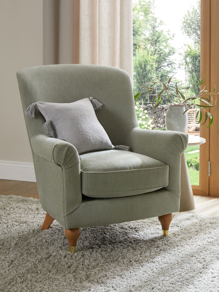 Soft Texture Sage Green Ashford Highback Accent Chair - Image 1 of 9