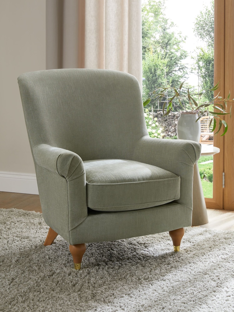 Soft Texture Sage Green Ashford Highback Accent Chair - Image 2 of 9