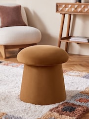 Soft Velvet Caramel Brown Toadstool Storage Stool - Image 1 of 6