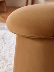 Soft Velvet Caramel Brown Toadstool Storage Stool - Image 2 of 6