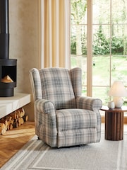 Versatile Check Nevis Grey Riser Recliner Sherlock Highback Armchair - Image 1 of 13