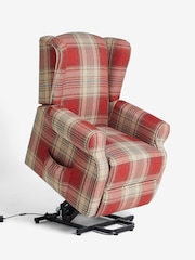Versatile Check Stirling Red Riser Recliner Sherlock Highback Armchair - Image 11 of 12