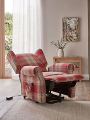 Versatile Check Stirling Red Riser Recliner Sherlock Highback Armchair - Image 3 of 12