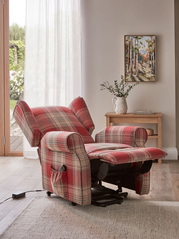 Versatile Check Stirling Red Sherlock Recliner Chair Laura Ashley