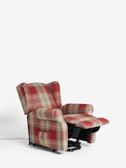 Versatile Check Stirling Red Riser Recliner Sherlock Highback Armchair - Image 9 of 12