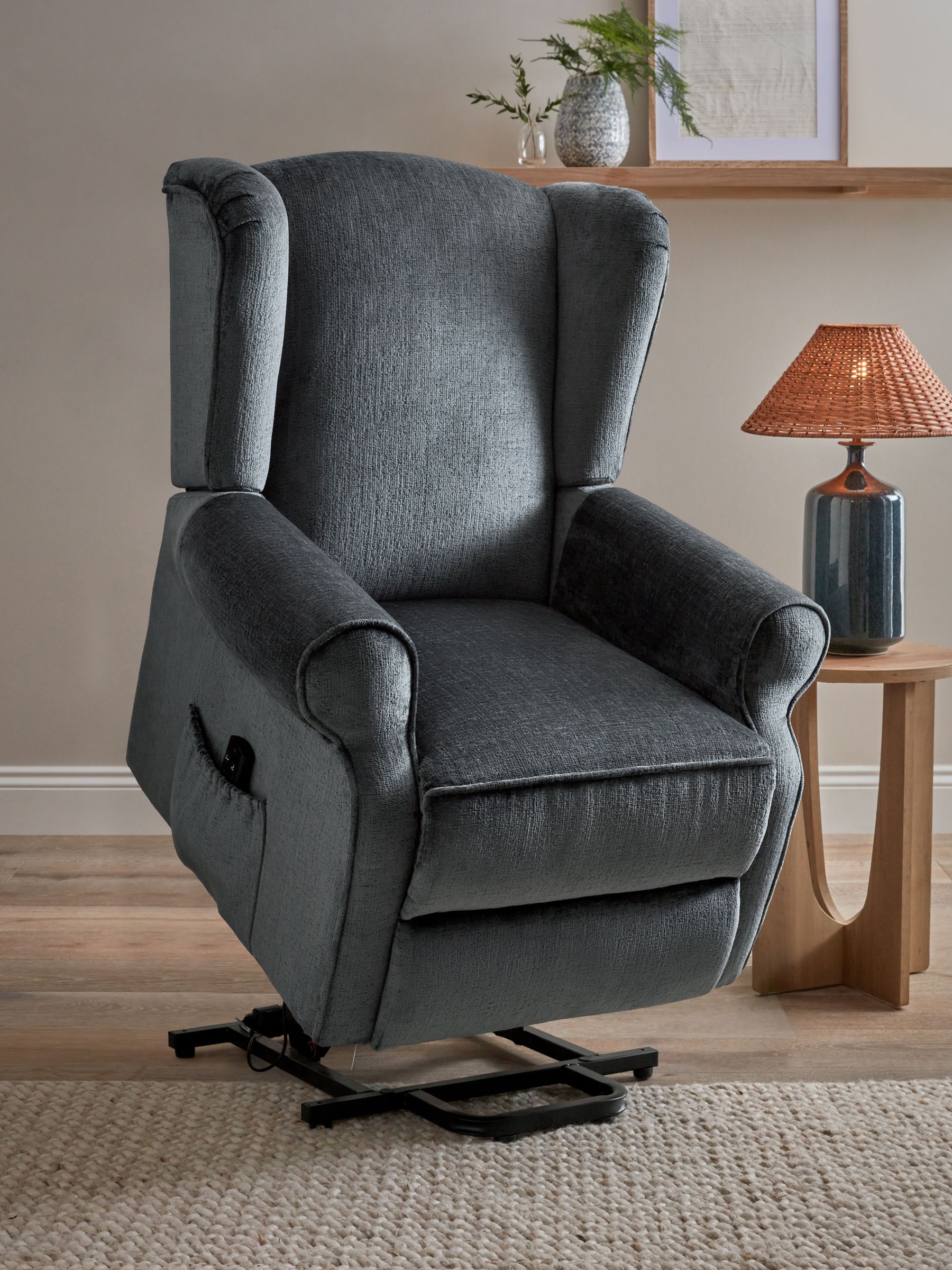 Buy Plush Chenille Slate Blue Sherlock Recliner Chair from the