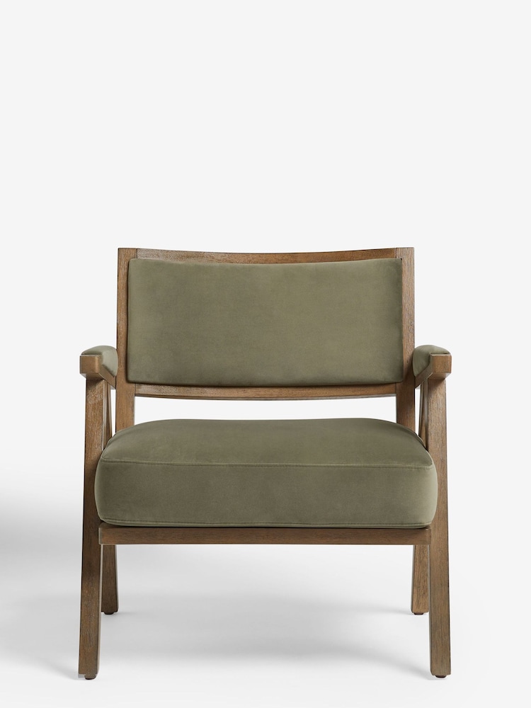 Bronx Frame, Soft Velvet Sage Green Abe Wooden Accent Chair - Image 2 of 9