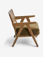 Bronx Frame, Fine Chenille Moss Green Abel Wooden Rattan Accent Chair - Image 4 of 9