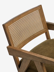Bronx Frame, Fine Chenille Moss Green Abel Wooden Rattan Accent Chair - Image 6 of 9