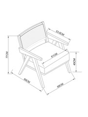 Bronx Frame, Fine Chenille Moss Green Abel Wooden Rattan Accent Chair - Image 8 of 9