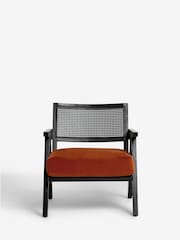 Black Frame, Soft Velvet Rust Brown Abel Wooden Rattan Accent Chair - Image 2 of 9