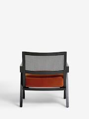 Black Frame, Soft Velvet Rust Brown Abel Wooden Rattan Accent Chair - Image 5 of 9