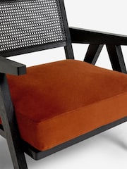Black Frame, Soft Velvet Rust Brown Abel Wooden Rattan Accent Chair - Image 6 of 9