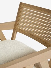 Oak Effect Frame, Casual Boucle Oyster Natural Abel Wooden Rattan Accent Chair - Image 7 of 10