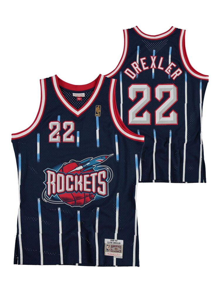 Fanatics Blue NBA Houston Rockets Clyde Drexler Hardwood Classics Road Swingman Jersey - Image 1 of 3
