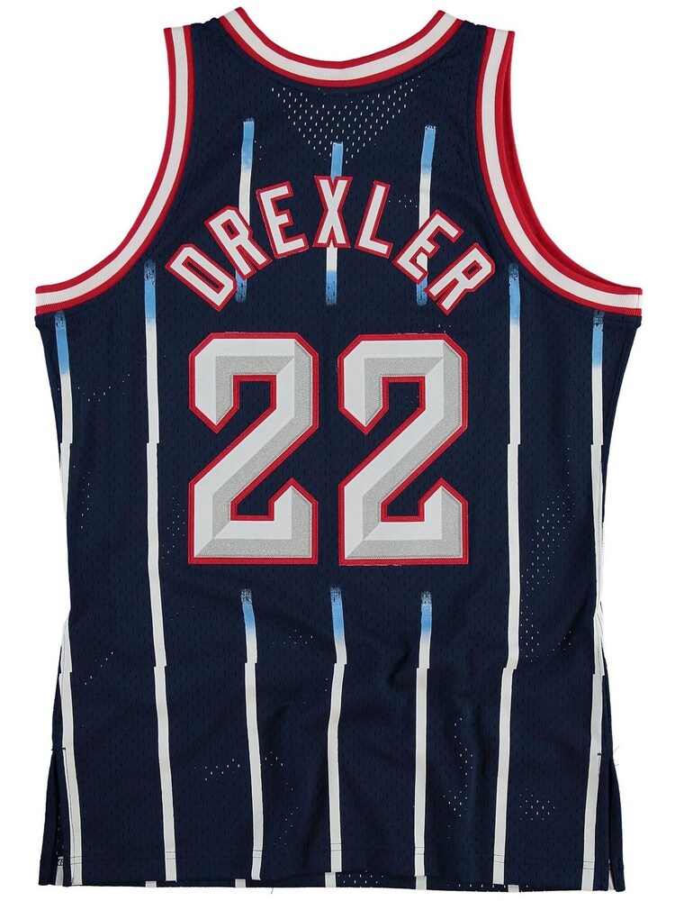 Fanatics Blue NBA Houston Rockets Clyde Drexler Hardwood Classics Road Swingman Jersey - Image 3 of 3