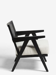 Black Frame, Casual Boucle Oyster Natural Abel Wooden Rattan Accent Chair - Image 5 of 9