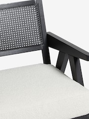 Black Frame, Casual Boucle Oyster Natural Abel Wooden Rattan Accent Chair - Image 7 of 9