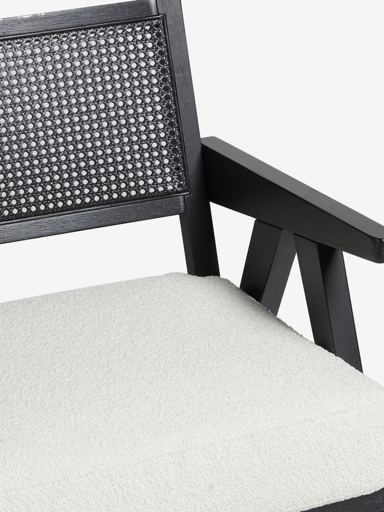 Buy Black Frame, Casual Boucle Oyster Natural Abel Wooden Rattan