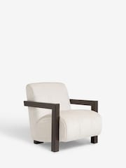 Plush Chenille Oyster Natural Ezra Frame Emmett Ribbed Wooden Accent Chair - Image 2 of 9