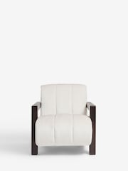 Plush Chenille Oyster Natural Ezra Frame Emmett Ribbed Wooden Accent Chair - Image 5 of 9
