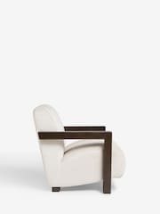 Plush Chenille Oyster Natural Ezra Frame Emmett Ribbed Wooden Accent Chair - Image 6 of 9