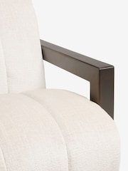 Plush Chenille Oyster Natural Ezra Frame Emmett Ribbed Wooden Accent Chair - Image 8 of 9